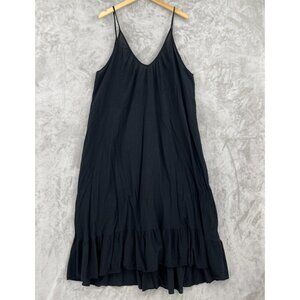 9seed Resort Paloma Black Cotton Gauze Maxi Dress Ruffle Flowy V-Neck